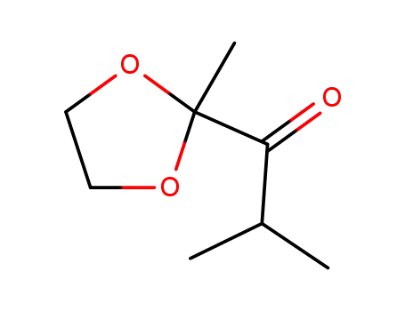 Molecular Structure of 61784-40-5 (1-Propanone, 2-methyl-1-(2-methyl-1,3-dioxolan-2-yl)-)