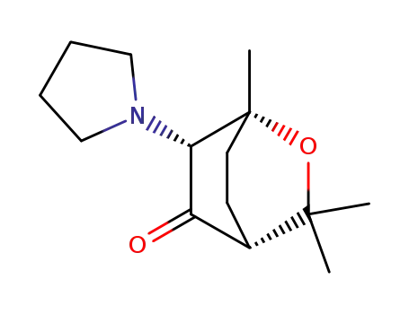 Molecular Structure of 76735-24-5 (1,3,3-trimethyl-6-cis-pyrrolidin-1-yl-2-oxabicyclo<2.2.2>octan-5-one)