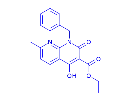 Molecular Structure of 76336-03-3 (ethyl 1-benzyl-4-hydroxy-7-methyl-2-oxo-1,2-dihydro-1,8-naphthyridine-3-carboxylate)