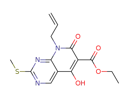 Molecular Structure of 76360-94-6 (Ethyl 8-allyl-5-hydroxy-2-(methylthio)-7-oxo-7,8-dihydropyrido[2,3-d]pyrimidine-6-carboxylate)