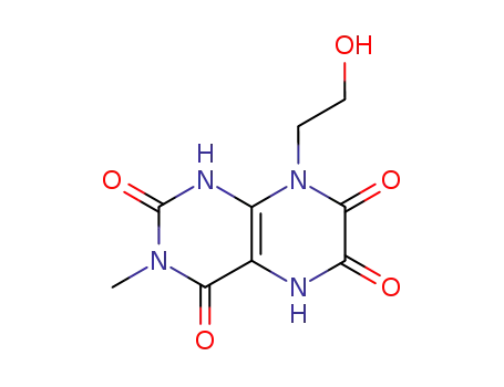 Molecular Structure of 76641-65-1 (2,4,6,7(1H,3H)-Pteridinetetrone,  5,8-dihydro-8-(2-hydroxyethyl)-3-methyl-)