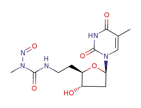 Molecular Structure of 76563-08-1 (5-methyl-1-(2,5,6-trideoxy-6-{[methyl(nitroso)carbamoyl]amino}hexofuranosyl)pyrimidine-2,4(1H,3H)-dione)