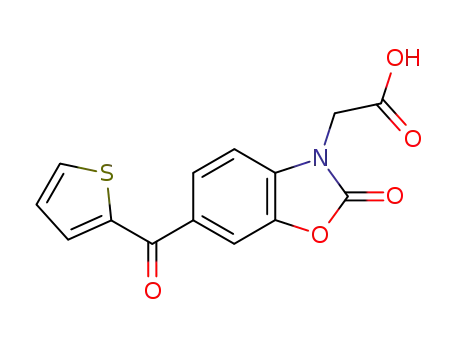 Molecular Structure of 76752-00-6 ([2-oxo-6-(thiophen-2-ylcarbonyl)-1,3-benzoxazol-3(2H)-yl]acetic acid)