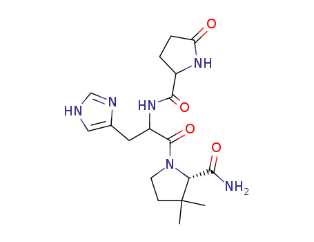 Molecular Structure of 76820-40-1 (L-pyroglutamyl-L-histidyl-3,3-dimethylprolinamide)
