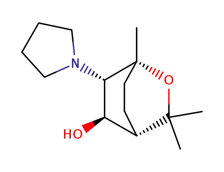 Molecular Structure of 76735-19-8 ((1R,4R,5R,6S)-1,3,3-trimethyl-6-(pyrrolidin-1-yl)-2-oxabicyclo[2.2.2]octan-5-ol)
