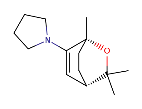 Molecular Structure of 31316-33-3 (1-((1R,4S)-1,3,3-Trimethyl-2-oxa-bicyclo[2.2.2]oct-5-en-6-yl)-pyrrolidine)