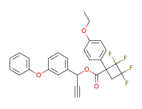 Molecular Structure of 76660-88-3 (1-(3-phenoxyphenyl)prop-2-yn-1-yl 1-(4-ethoxyphenyl)-2,2,3,3-tetrafluorocyclobutanecarboxylate)
