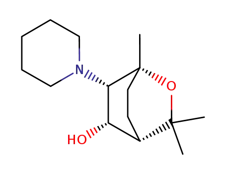 Molecular Structure of 76735-20-1 ((1R,4R,5R,6S)-1,3,3-trimethyl-6-(piperidin-1-yl)-2-oxabicyclo[2.2.2]octan-5-ol)