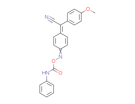 Molecular Structure of 7702-83-2 ((2Z)-(4-methoxyphenyl)[(4Z)-4-{[(phenylcarbamoyl)oxy]imino}cyclohexa-2,5-dien-1-ylidene]ethanenitrile)