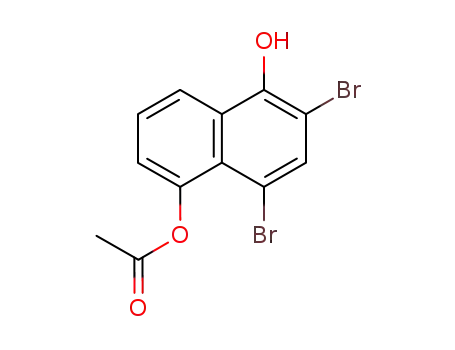 Molecular Structure of 87728-27-6 (1,5-Naphthalenediol, 2,4-dibromo-, 5-acetate)