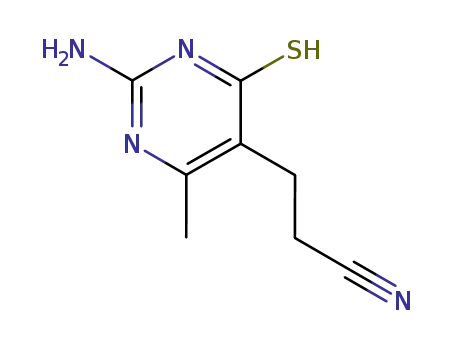 Molecular Structure of 774-12-9 (3-(2-amino-6-methyl-4-thioxo-1,4-dihydropyrimidin-5-yl)propanenitrile)