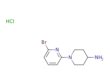 Molecular Structure of 77145-50-7 (6'-BroMo-3,4,5,6-tetrahydro-2H-[1,2']bipyridinyl-4-ylaMine hydrochloride, 98+% C10H15ClBrN3, MW: 292.61)