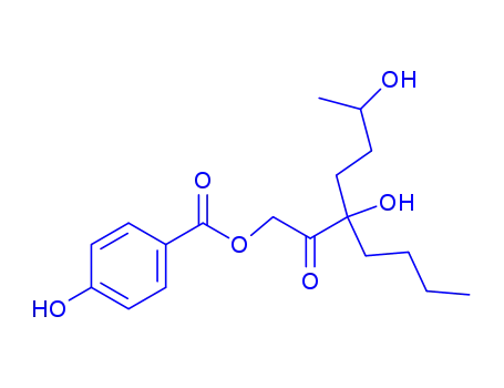 Molecular Structure of 7737-61-3 (3-butyl-3,6-dihydroxy-2-oxoheptyl 4-hydroxybenzoate)
