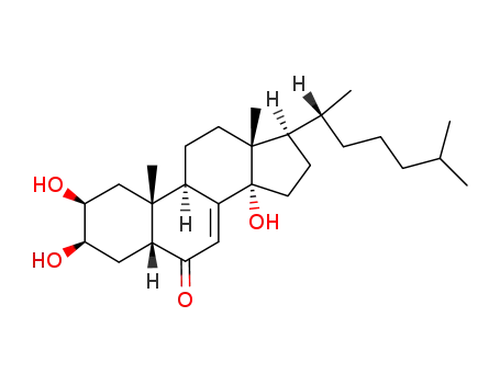 Molecular Structure of 7698-69-3 (2β,3β,14α-Trihydroxy-5β-cholesta-7-ene-6-one)