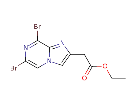 Molecular Structure of 77112-56-2 (ethyl (6,8-dibromoimidazo[1,2-a]pyrazin-2-yl)acetate)