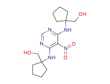 Molecular Structure of 76910-15-1 ([(5-nitropyrimidine-4,6-diyl)bis(iminocyclopentane-1,1-diyl)]dimethanol)