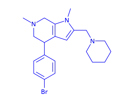 Molecular Structure of 77819-62-6 (4-(4-bromophenyl)-1,6-dimethyl-2-(piperidin-1-ylmethyl)-4,5,6,7-tetrahydro-1H-pyrrolo[2,3-c]pyridine)