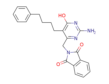Molecular Structure of 7756-14-1 (2-{[2-amino-6-oxo-5-(4-phenylbutyl)-3,6-dihydropyrimidin-4-yl]methyl}-1H-isoindole-1,3(2H)-dione)