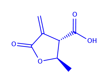 Molecular Structure of 778649-16-4 (3-Furancarboxylicacid,tetrahydro-2-methyl-4-methylene-5-oxo-,(2R,3S)-rel-(9CI))