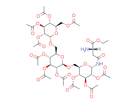 O-(2,3,4,6-tetra-O-acetyl-α-D-glucopyranosyl)-(1<*>6)-O-(2,3,4-tri-O-acetyl-β-D-glucopyranosyl)-(1<*>6)-2,3,4-tri-O-acetyl-N-(O-ethyl-L-β-aspartyl)-α-D-glucopyranosylamine