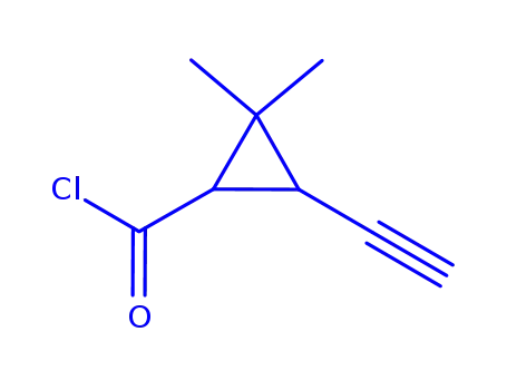 Molecular Structure of 77723-73-0 (Cyclopropanecarbonyl chloride, 3-ethynyl-2,2-dimethyl-, (1R-cis)- (9CI))
