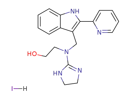 2-hydroxy-N-(imidazolidin-2-ylidene)-N-{[2-(pyridin-2-yl)-1H-indol-3-yl]methyl}ethanaminium iodide