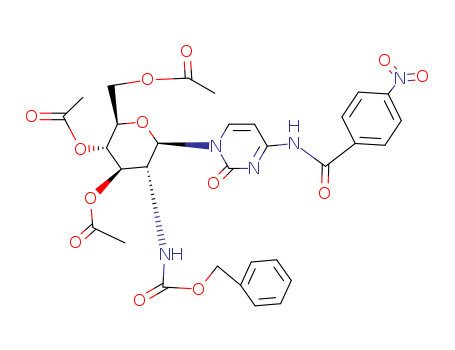 Benzamide,N-[1-[2-(carboxyamino)-2-deoxy-b-D-glucopyranosyl]-1,2-dihydro-2-oxo-4-pyrimidinyl]-p-nitro-, benzylester, triacetate (ester) (8CI) cas  7770-27-6