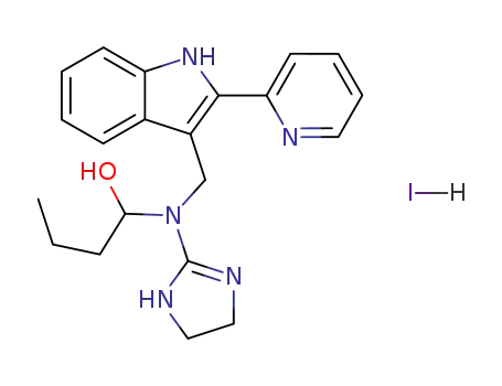 1-Butanol, 1-((4,5-dihydro-1H-imidazol-2-yl)((2-(2-pyridinyl)-1H-indol-3-yl)methyl)amino)-, monohydroiodide