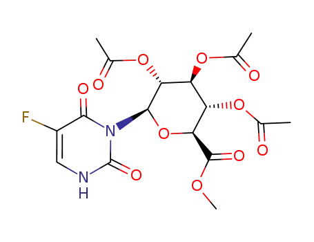 Molecular Structure of 77476-83-6 (N<sup>3</sup>-(methyl 2,3,4-tri-O-acetyl-β-D-glucopyranosyluronate)-5-fluorouracil)