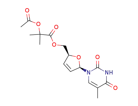 Molecular Structure of 122383-25-9 (2-Acetoxy-2-methyl-propionic acid (2S,5R)-5-(5-methyl-2,4-dioxo-3,4-dihydro-2H-pyrimidin-1-yl)-2,5-dihydro-furan-2-ylmethyl ester)