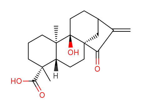 Molecular Structure of 77658-39-0 (15-Oxo-9-hydroxykaur-16-en-18-oic acid)