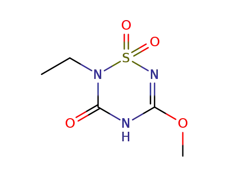 Molecular Structure of 78384-28-8 (2-ethyl-5-methoxy-2H-1,2,4,6-thiatriazin-3(4H)-one 1,1-dioxide)