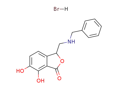 Molecular Structure of 78219-09-7 (3-Benzylaminomethyl-6,7-dihydroxyphthalide hydrobromide)