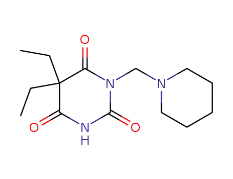 Molecular Structure of 7178-19-0 (5,5-diethyl-1-(piperidin-1-ylmethyl)pyrimidine-2,4,6(1H,3H,5H)-trione)