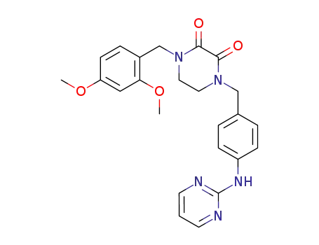 Molecular Structure of 77917-26-1 (1-(2,4-dimethoxybenzyl)-4-[4-(pyrimidin-2-ylamino)benzyl]piperazine-2,3-dione)