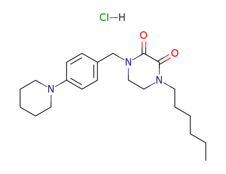 Molecular Structure of 77917-97-6 (1-Hexyl-4-(p-piperidinobenzyl)-2,3-piperazinedione)