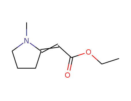 Molecular Structure of 78167-64-3 (2-(1-Methyl-2-pyrrolidinylidene)-Acetic acid ethyl ester)