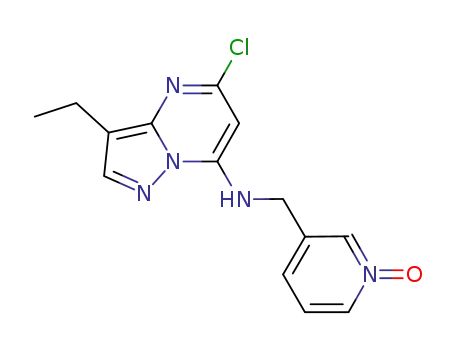 Molecular Structure of 779353-65-0 (3-((5-chloro-3-ethylpyrazolo[1,5-a]pyrimidin-7-ylamino)methyl)pyridine 1-oxide)