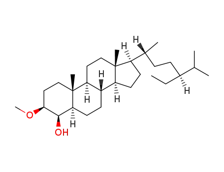 Molecular Structure of 65572-43-2 ((3S,4R,5R,8S,9S,10R,13R,14S,17R)-17-((1R,4S)-4-Ethyl-1,5-dimethyl-hexyl)-3-methoxy-10,13-dimethyl-hexadecahydro-cyclopenta[a]phenanthren-4-ol)