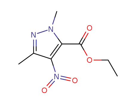 Molecular Structure of 78208-68-1 (1,3-DIMETHYL-4-NITRO-1H-PYRAZOLE-5-CARBOXYLIC ACID ETHYL ESTER)