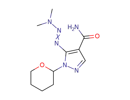 Molecular Structure of 71609-14-8 (5-(3,3-dimethyltriaz-1-en-1-yl)-1-(tetrahydro-2H-pyran-2-yl)-1H-pyrazole-4-carboxamide)
