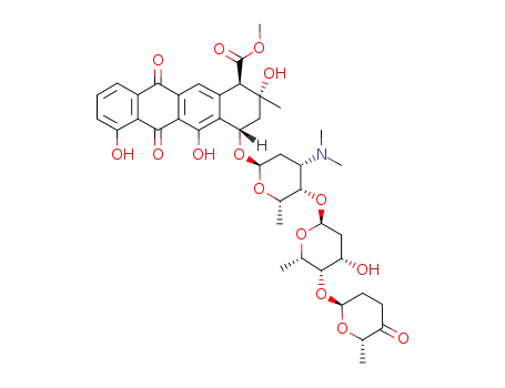 Molecular Structure of 78173-92-9 (methyl (1R,2R,4S)-4-[(2S,4S,5S,6S)-4-dimethylamino-5-[(2S,4S,5R,6S)-4- hydroxy-6-methyl-5-[(2S,6S)-6-methyl-5-oxo-oxan-2-yl]oxy-oxan-2-yl]oxy -6-methyl-oxan-2-yl]oxy-2,5,7-trihydroxy-2-methyl-6,11-dioxo-3,4-dihyd ro-1H-tetracene-1-carboxylate)