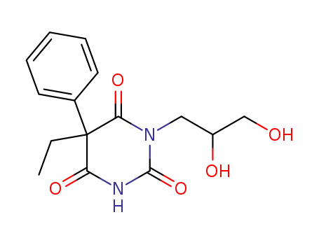 Molecular Structure of 78183-37-6 (1-(2,3-dihydroxypropyl)-5-ethyl-5-phenylpyrimidine-2,4,6(1H,3H,5H)-trione)