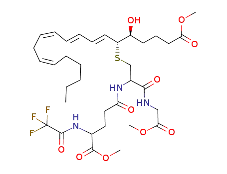 (7E,9E,11Z,14Z)-(5S,6R)-5-Hydroxy-6-{2-(methoxycarbonylmethyl-carbamoyl)-2-[4-methoxycarbonyl-4-(2,2,2-trifluoro-acetylamino)-butyrylamino]-ethylsulfanyl}-icosa-7,9,11,14-tetraenoic acid methyl ester