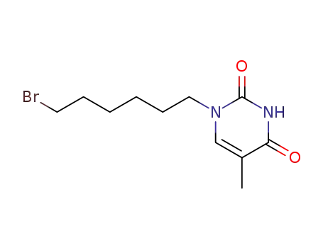 Molecular Structure of 22919-52-4 (2,4(1H,3H)-Pyrimidinedione, 1-(6-bromohexyl)-5-methyl-)