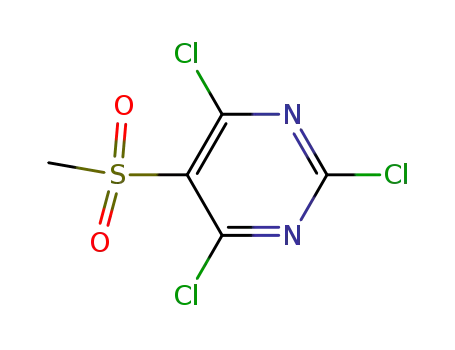 Molecular Structure of 69293-47-6 (Pyrimidine, 2,4,6-trichloro-5-(methylsulfonyl)-)