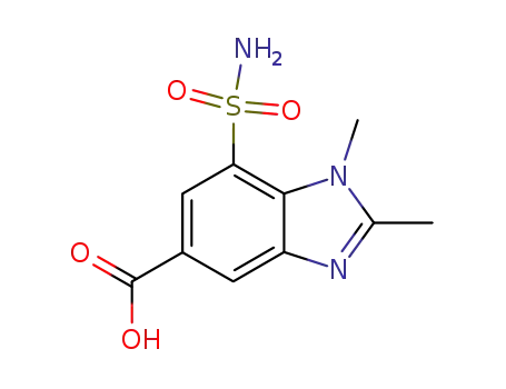 Molecular Structure of 72020-25-8 (1,2-dimethyl-7-sulfamoyl-1H-benzimidazole-5-carboxylic acid)