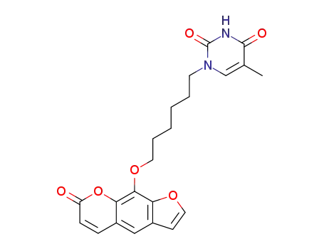 2,4(1H,3H)-Pyrimidinedione, 5-methyl-1-(6-((7-oxo-7H-furo(3,2-g)(1)benzopyran-9-yl)oxy)hexyl)-