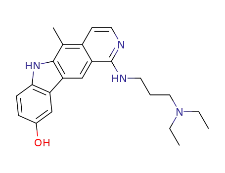 Molecular Structure of 72238-04-1 (1-((3-(Diethylamino)propyl)amino)-5-methyl-6H-pyrido(4,3-b)carbazol-9- ol)