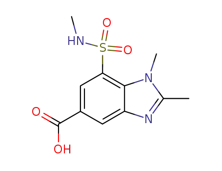 Molecular Structure of 72020-31-6 (1,2-dimethyl-7-(methylsulfamoyl)-1H-benzimidazole-5-carboxylic acid)